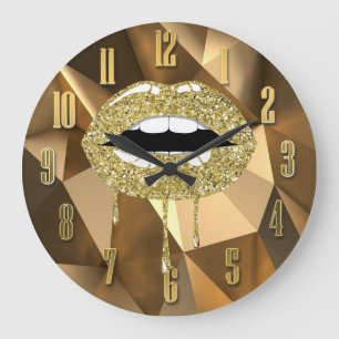 Reloj Redondo Grande Labios con goteo de brillo glamour belleza lujo do
