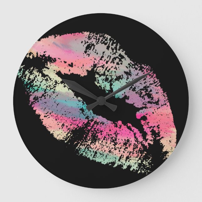 Reloj Redondo Grande Labios estilizados #14 (Anverso)