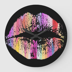 Reloj Redondo Grande Labios estilizados #17