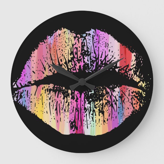 Reloj Redondo Grande Labios estilizados #17 (Anverso)