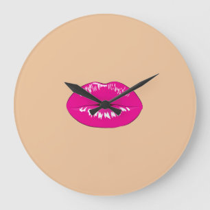 Reloj Redondo Grande Labios femeninos de moda, Beso