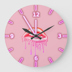 Reloj Redondo Grande Labios metálicos que gotean Cool Trendy