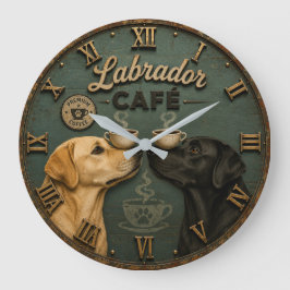 Reloj Redondo Grande Labrador Café Coffee Lovers Vintage