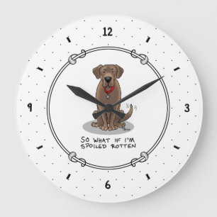 Reloj Redondo Grande Labrador de chocolate podrido y podrido