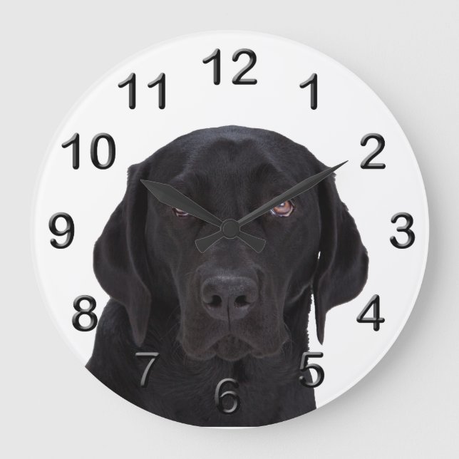 Reloj Redondo Grande Labrador negro (Anverso)
