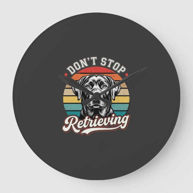 Reloj Redondo Grande Labrador No Deja de Recuperar Perro Retro (Anverso)