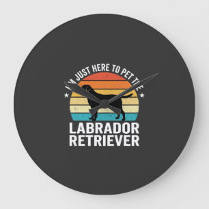 Reloj Redondo Grande Labrador Retriever Perro Retro Acariciando