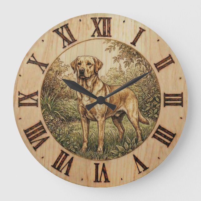 Reloj Redondo Grande  Labrador Retriever wooden Wall Clock  (Anverso)