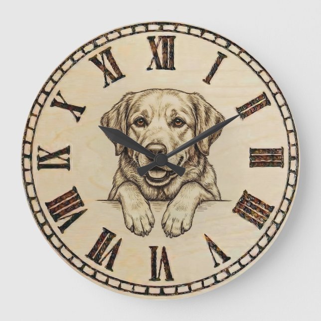 Reloj Redondo Grande Labrador Wall Clock (Anverso)
