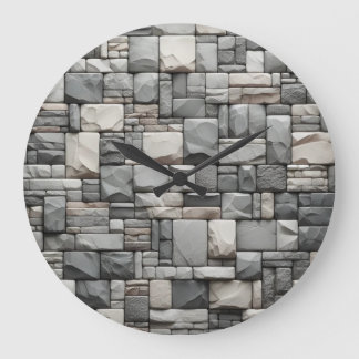 Reloj Redondo Grande Ladrillo de piedra gris con textura marrón