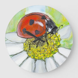 Reloj Redondo Grande Lady Bug on A Daisy