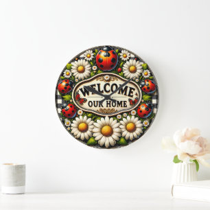 Reloj Redondo Grande Ladybug Daisy Welcome Home Wall