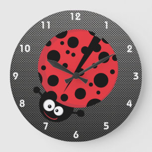 Reloj Redondo Grande Ladybug; Faux Carbon Fiber