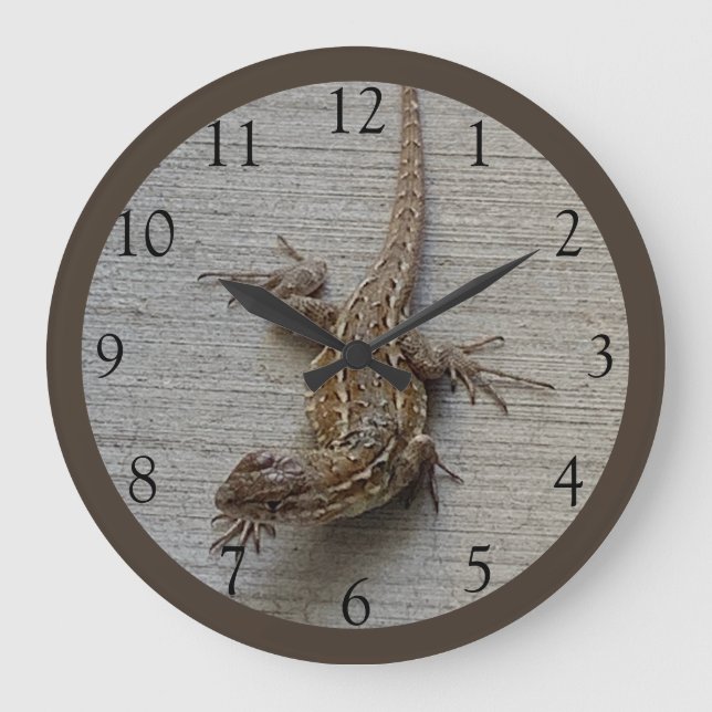 Reloj Redondo Grande Lagarto gateando  (Anverso)