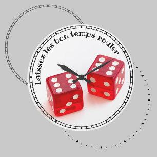 Reloj Redondo Grande Laissez les Bon Temps Dice