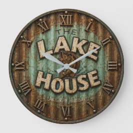 Reloj Redondo Grande Lake House Bass Fishing Rustic Angler Cabin 