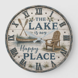 Reloj Redondo Grande  Lake Is My Happy Place Canoe Cabin Lake House