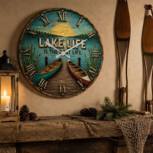 Reloj Redondo Grande Lake Life Is the Best Life Lake House 