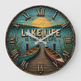 Reloj Redondo Grande Lake Life Is the Best Life Lake House 