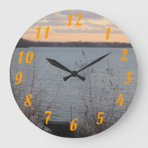 Reloj Redondo Grande Lake Shore Sunset Clock