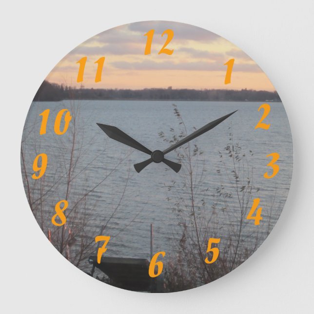Reloj Redondo Grande Lake Shore Sunset Clock (Anverso)