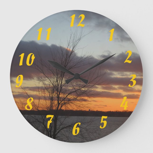 Reloj Redondo Grande Lake Sunset Clock (Anverso)