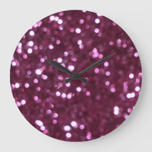 Reloj Redondo Grande Lámparas abstractas rosadas y desenfocadas por bok