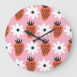 Reloj Redondo Grande Lámparas coloridas abstractas de neón dorado.