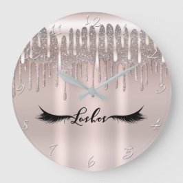 Reloj Redondo Grande Lámparas de goteo de Purpurina de diamantes Rosa R