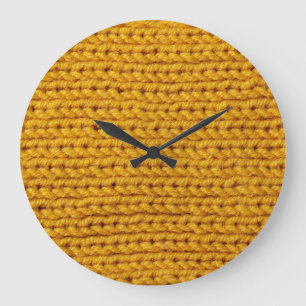 Reloj Redondo Grande Lana de punto amarilla, textura de alta resolución