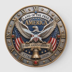 Reloj Redondo Grande Land of the Free America 250th Anniversary