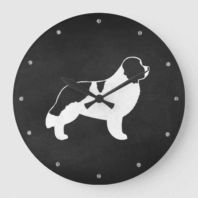 Reloj Redondo Grande Landseer Newfoundland Silhouette (Anverso)
