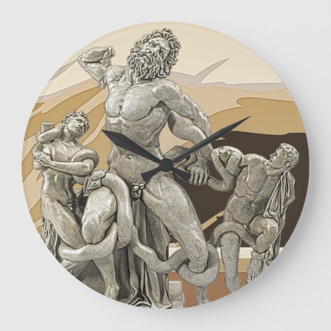 Reloj Redondo Grande Laocoon y sus hijos esculturas antiguas (Anverso)