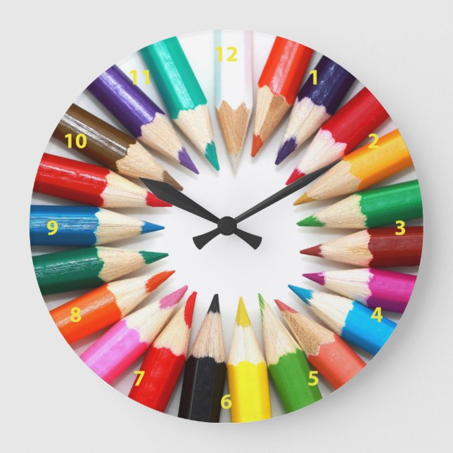 Reloj Redondo Grande Lápices coloridos (Anverso)