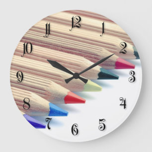 Reloj Redondo Grande Lápices de colores