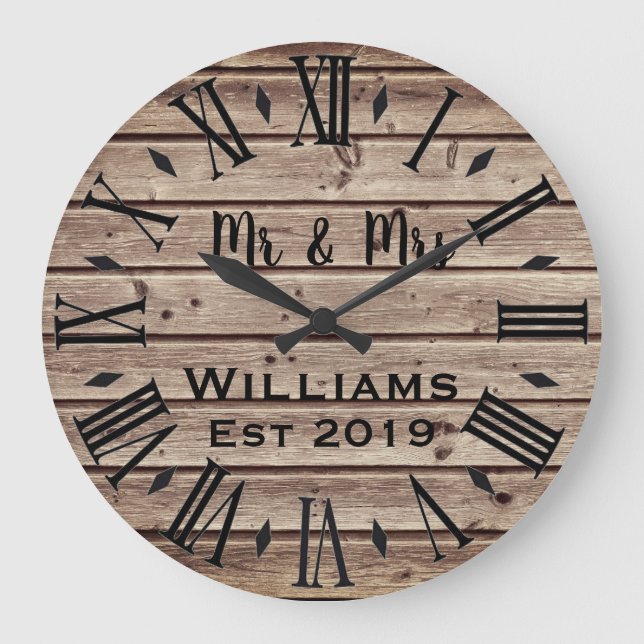 Reloj Redondo Grande Lar, Personalizado ruso de madera marrón personali (Anverso)
