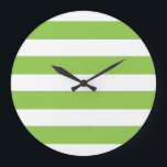 Reloj Redondo Grande Large Lime Green Wall Clock<br><div class="desc">A graphic illustration in apple green stripes against a white background great on wall clocks</div>