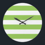 Reloj Redondo Grande Large Lime Green Wall Clock<br><div class="desc">A graphic illustration in apple green stripes against a white background great on wall clocks</div>
