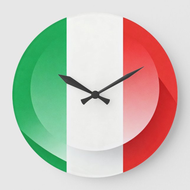 Reloj Redondo Grande Large Modern Italian Flag Wall Clock (Anverso)