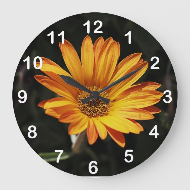 Reloj Redondo Grande Large Orange Flower Wall Clock (Anverso)