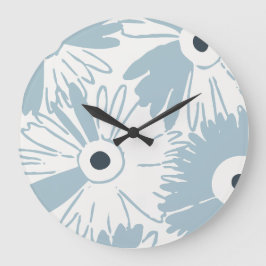 Reloj Redondo Grande Large Retro Daisy Flower Power Dusty Sky Blue