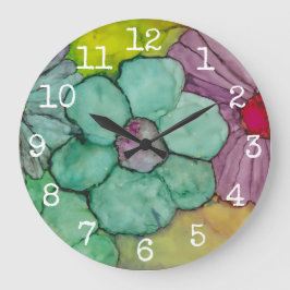 Reloj Redondo Grande Large Round Clock "Flowers Ink"