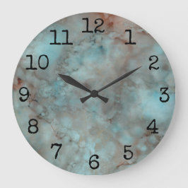 Reloj Redondo Grande Large Round Clock Green Pink Marbling Inks