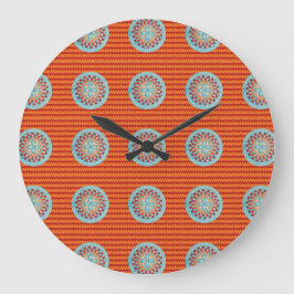 Reloj Redondo Grande Large Round Clock with Orange Chevron