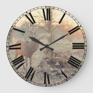 Reloj Redondo Grande Large Sunrise Deer Clock w/ Roman Numerals
