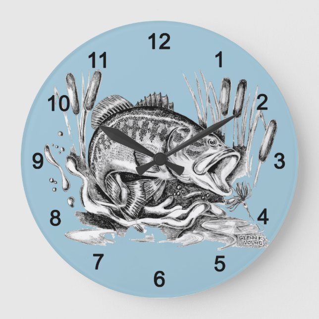 Reloj Redondo Grande Largemouth Bass (Anverso)
