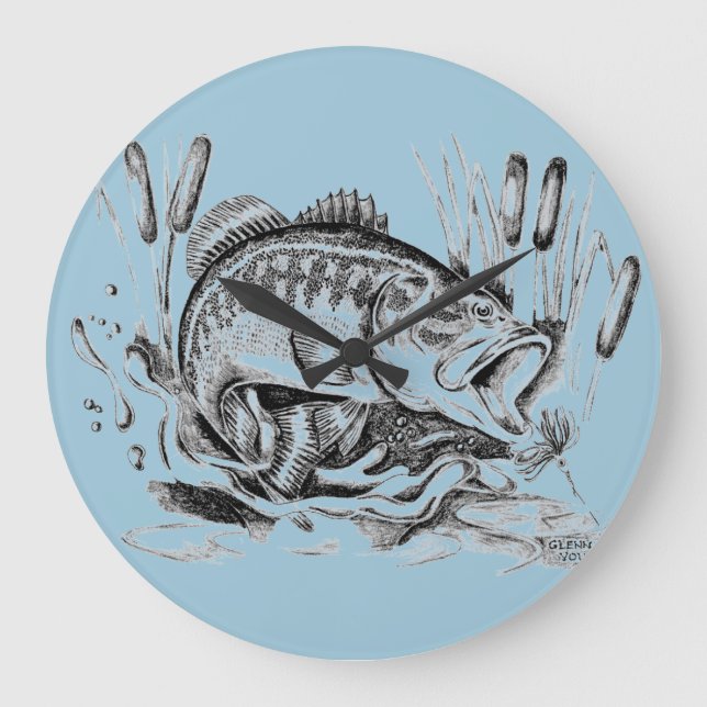 Reloj Redondo Grande Largemouth Bass (Anverso)