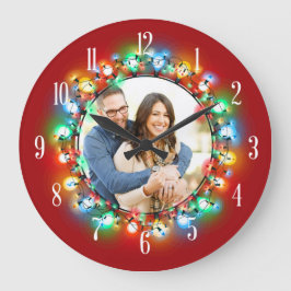 Reloj Redondo Grande Las bombillas de tus Navidades brillantes de fotos