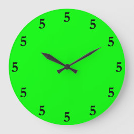 Reloj Redondo Grande Las cinco negras en algún lugar en el verde animad