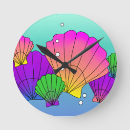 Reloj Redondo Grande Las conchas del mar Caribe con burbujas